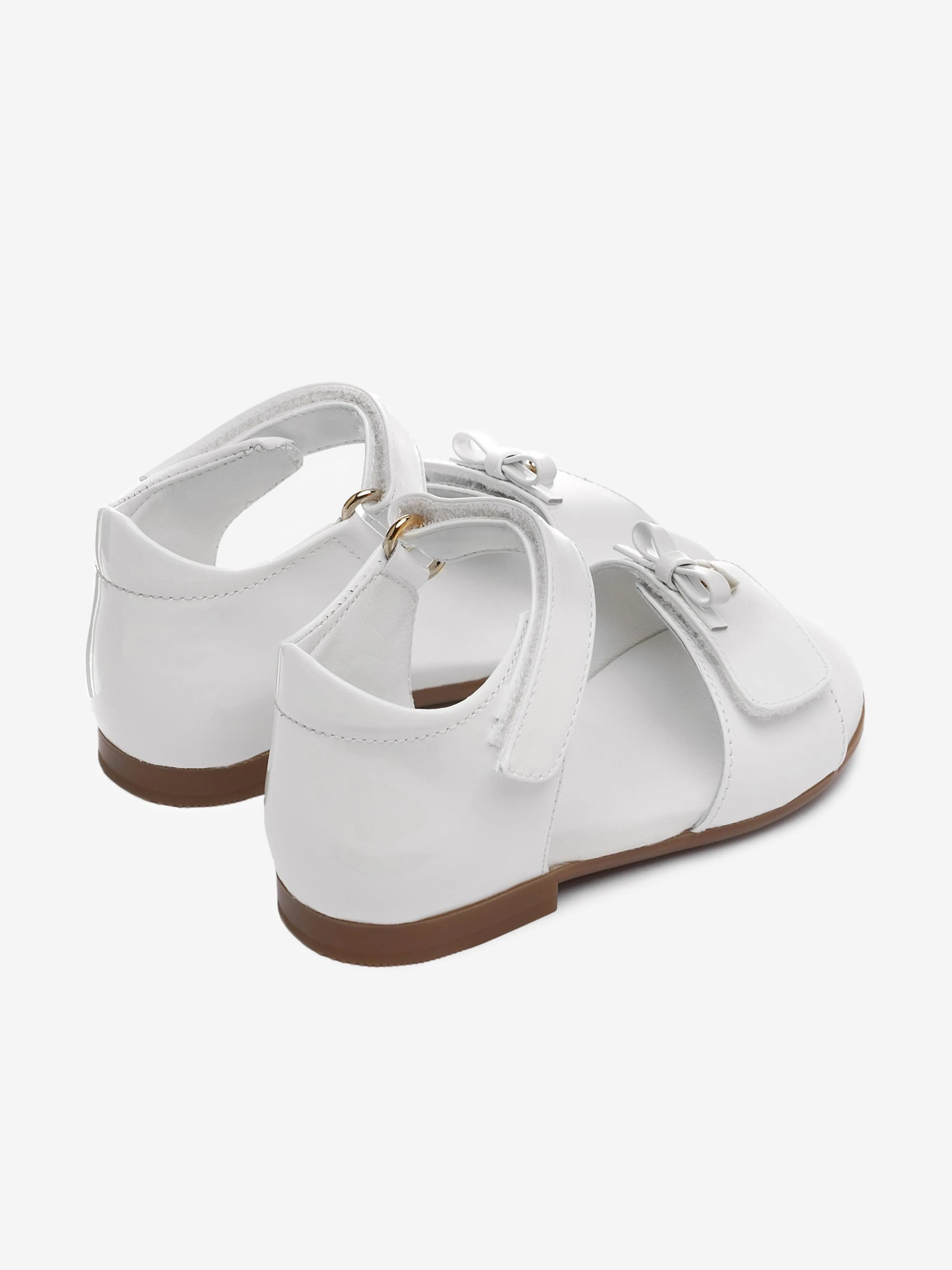 Dolce & Gabbana Girls White Patent Leather Sandals