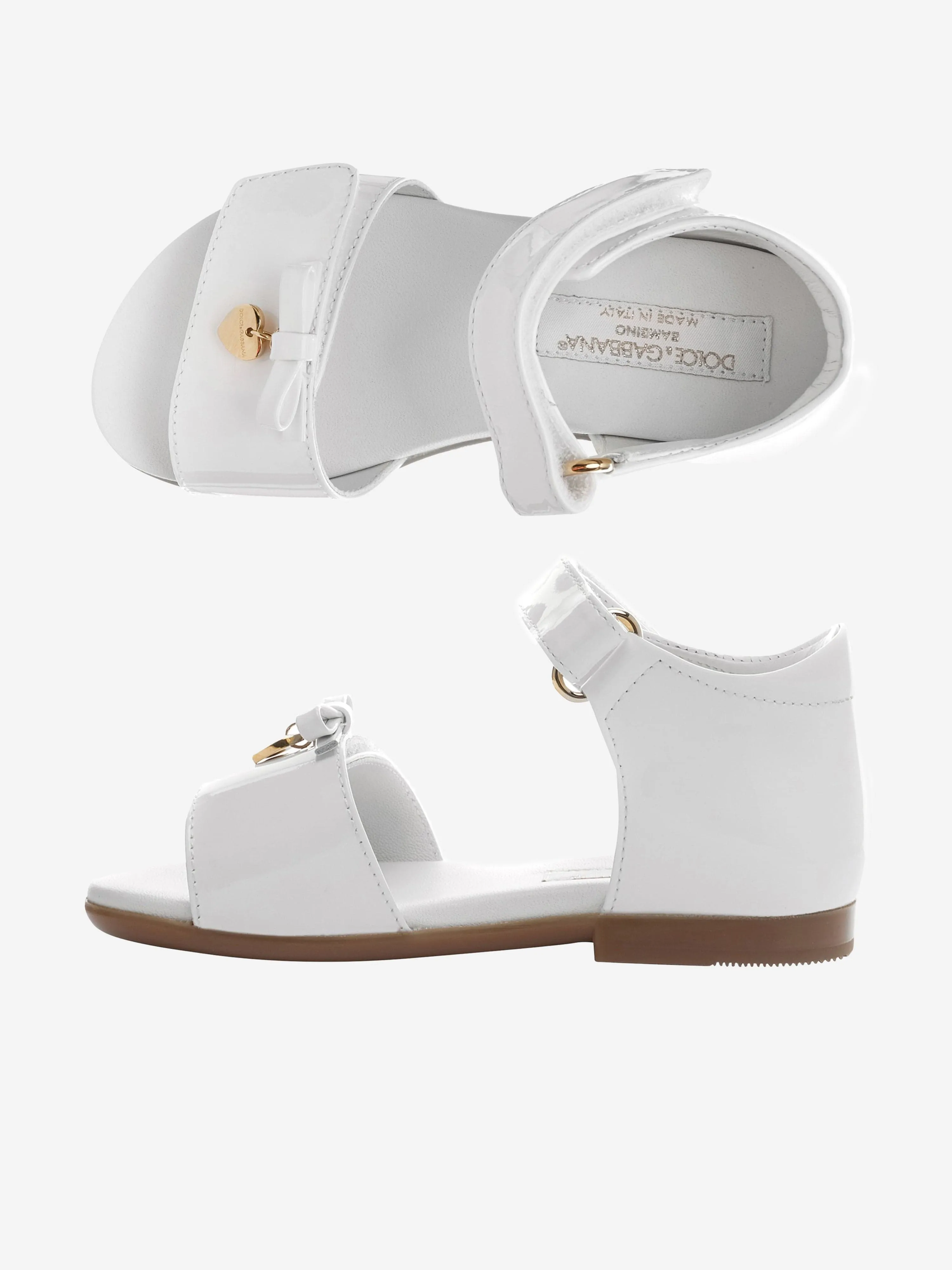 Dolce & Gabbana Girls White Patent Leather Sandals