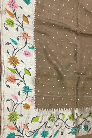 Elegant Brown Banarasi Tussar Georgette Saree