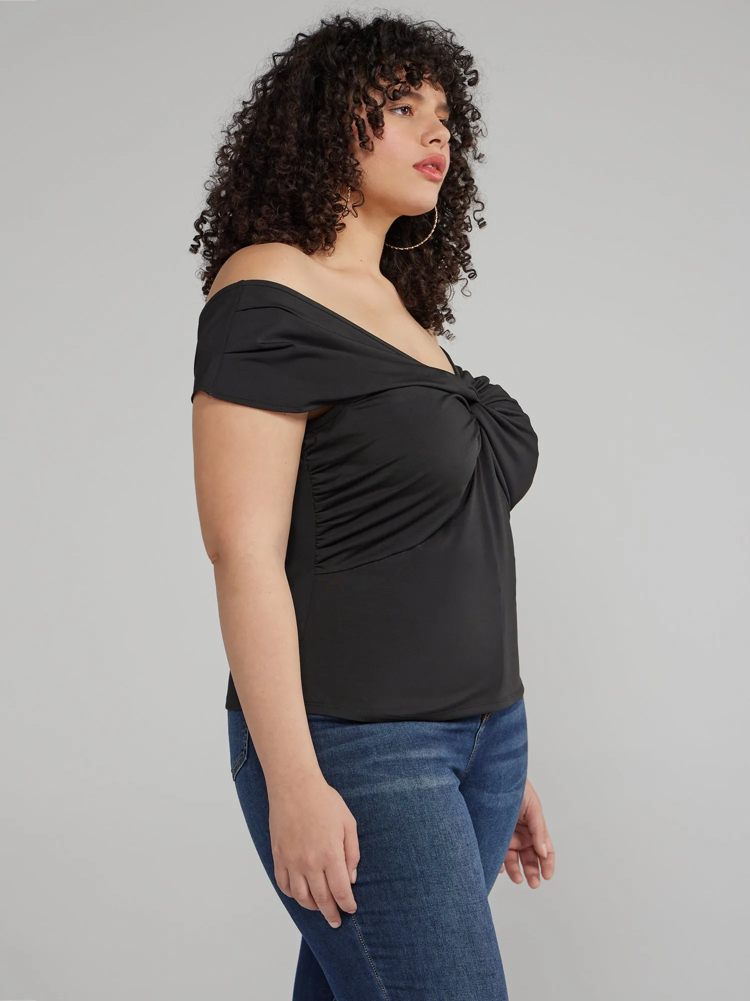 Fashion To Figure - Off Shoulder Knot Front Top