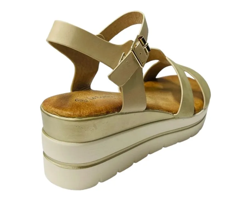 Faux Leather Ankle Strap Padded Wedge Sandals