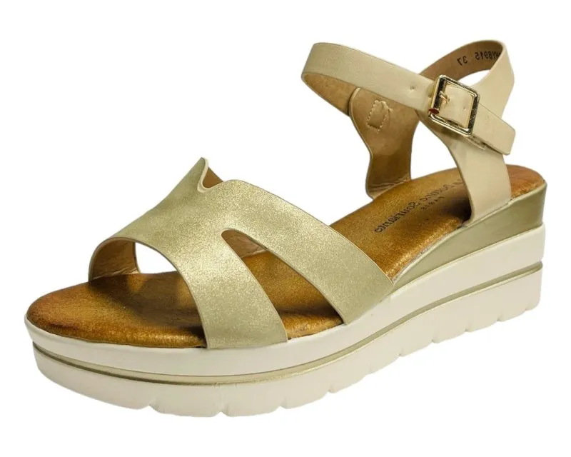 Faux Leather Ankle Strap Padded Wedge Sandals