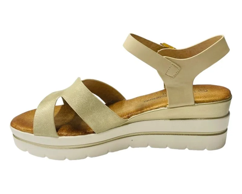 Faux Leather Ankle Strap Padded Wedge Sandals