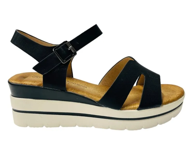 Faux Leather Ankle Strap Padded Wedge Sandals