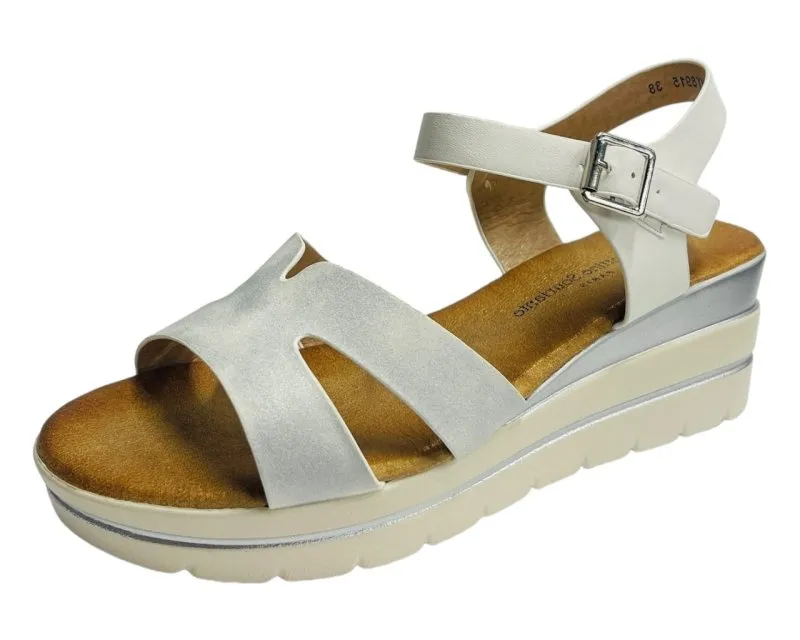 Faux Leather Ankle Strap Padded Wedge Sandals