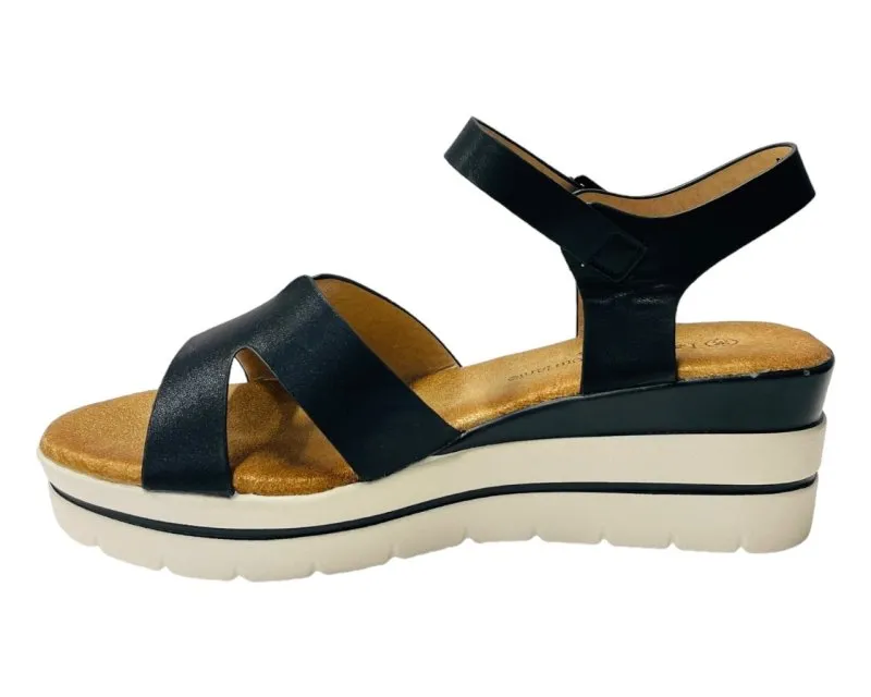 Faux Leather Ankle Strap Padded Wedge Sandals