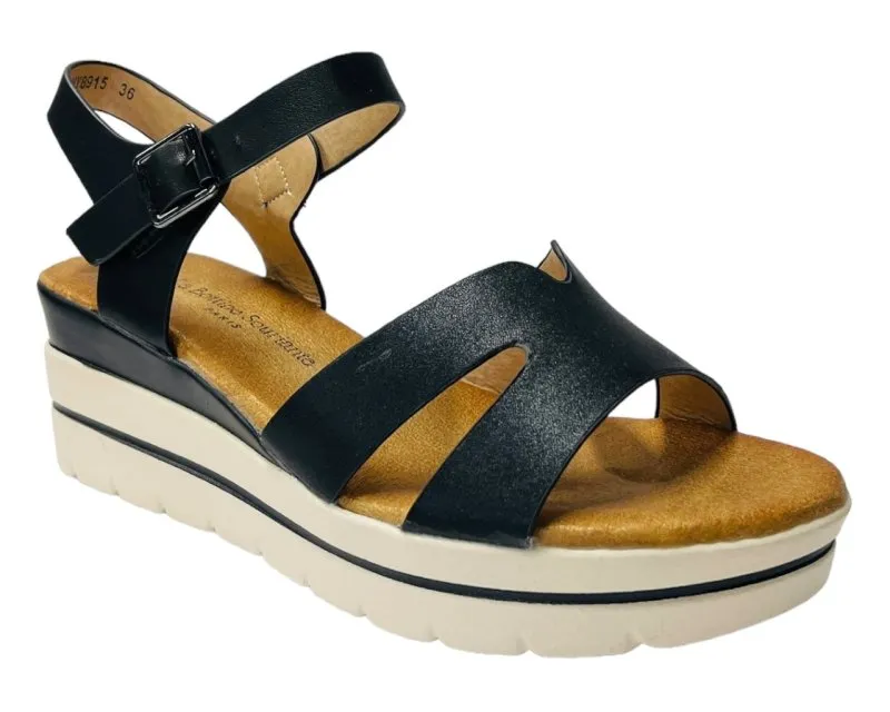 Faux Leather Ankle Strap Padded Wedge Sandals