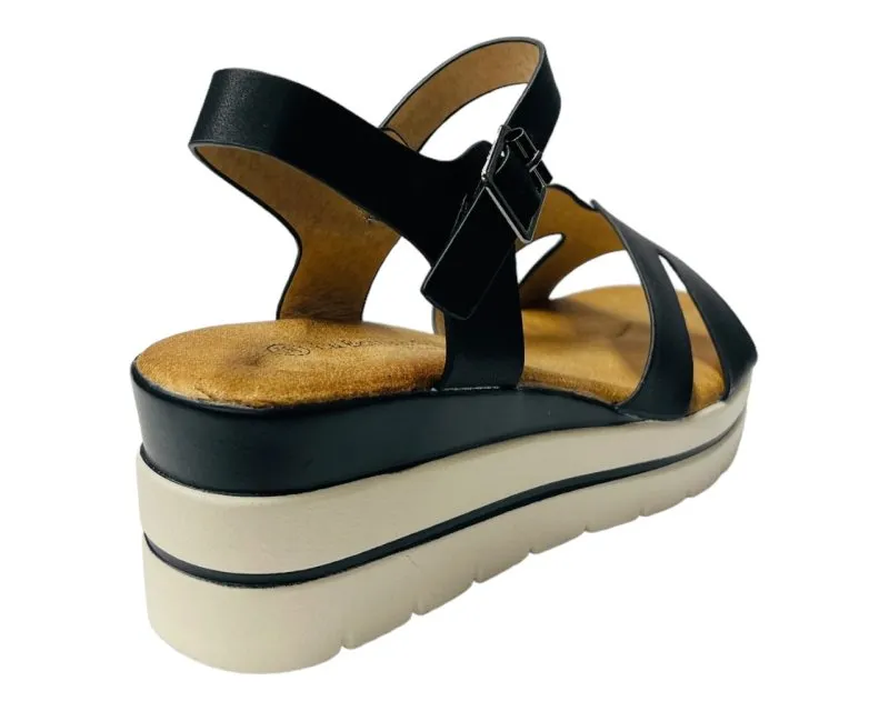 Faux Leather Ankle Strap Padded Wedge Sandals