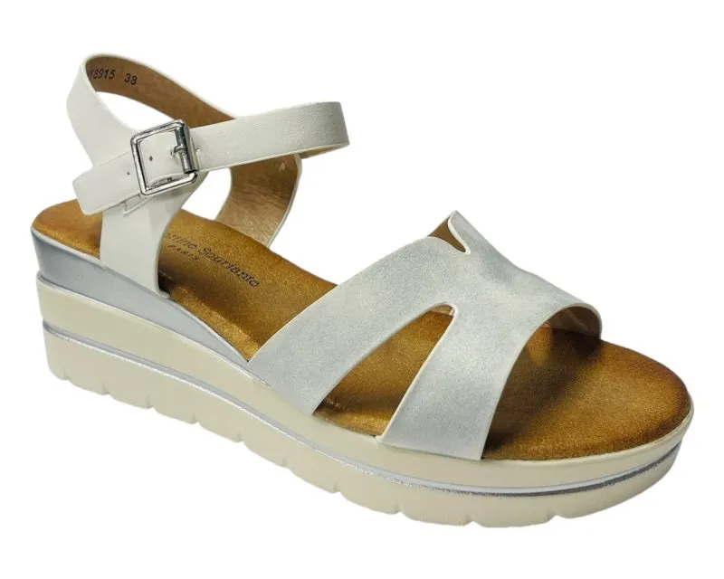 Faux Leather Ankle Strap Padded Wedge Sandals
