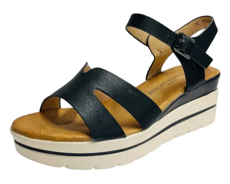 Faux Leather Ankle Strap Padded Wedge Sandals