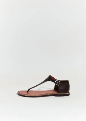 Flavor Grain Leather T-Strap Sandals