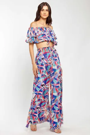 Geometric Print Top & Pant Set