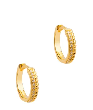 Gift Packaged 'Polly' 18ct Yellow Gold 925 Silver & Cubic Zirconia Mini Hoop Earrings