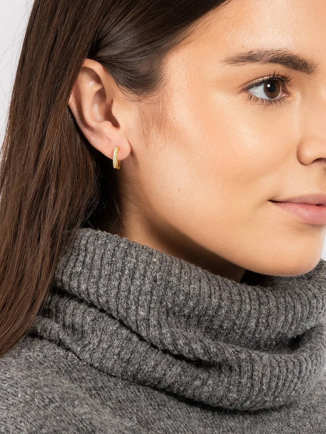 Gift Packaged 'Polly' 18ct Yellow Gold 925 Silver & Cubic Zirconia Mini Hoop Earrings