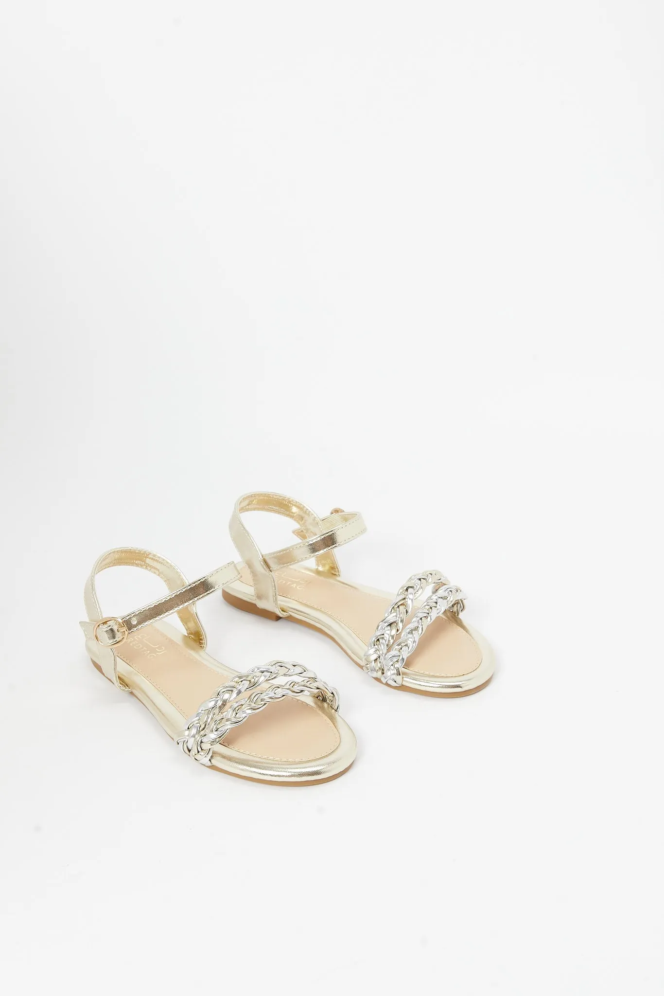 Girls Gold Braided Sandal