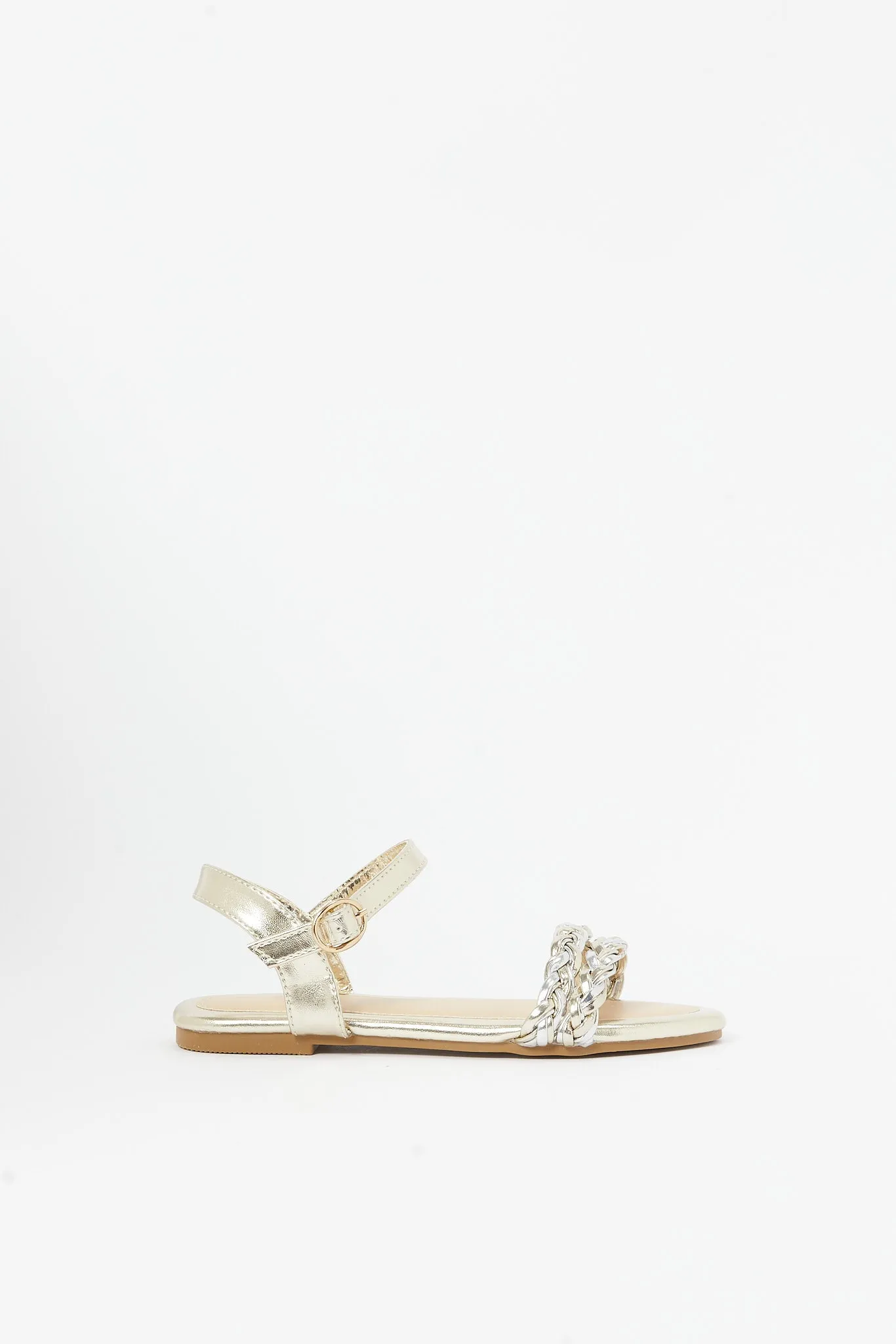 Girls Gold Braided Sandal