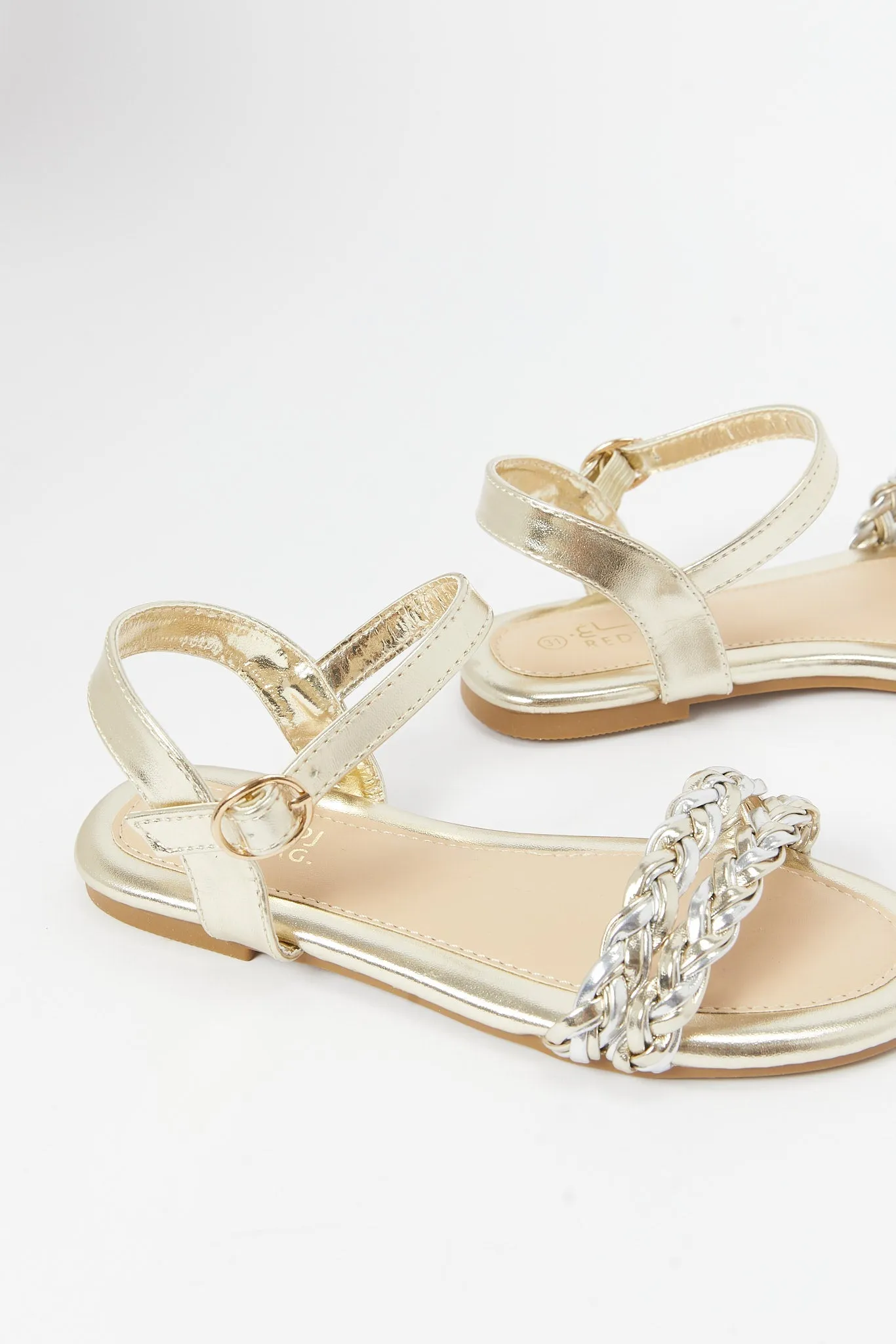 Girls Gold Braided Sandal