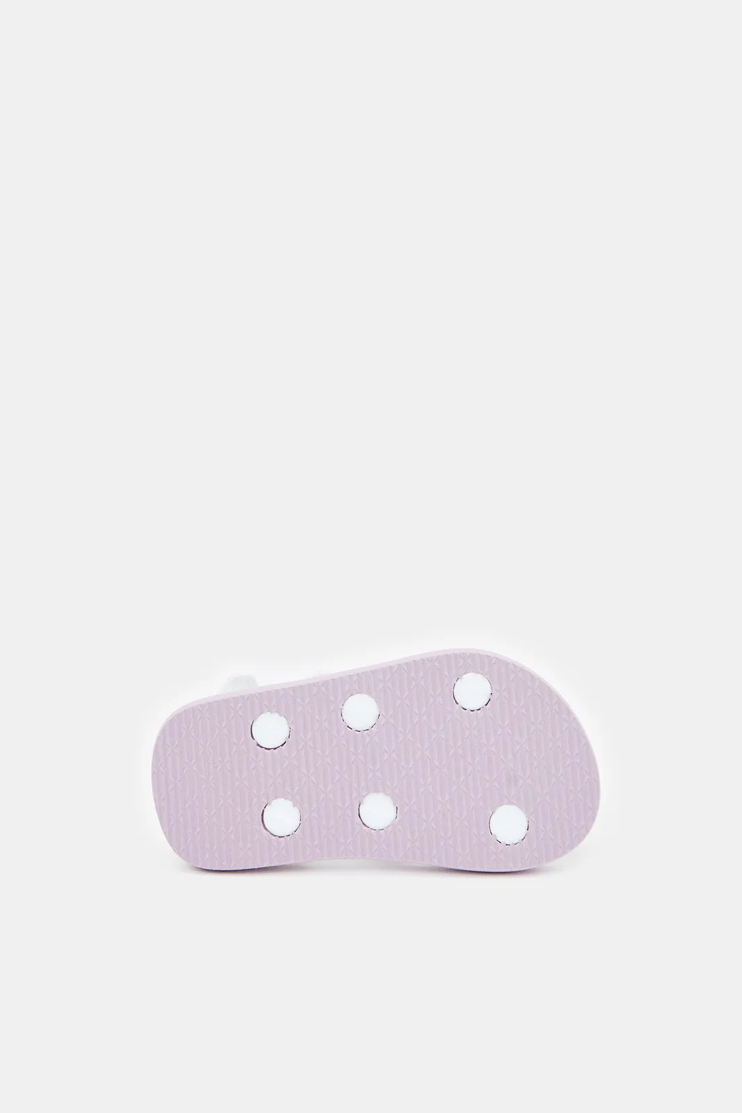 Girls Lilac And White Printed Velcro Sandal