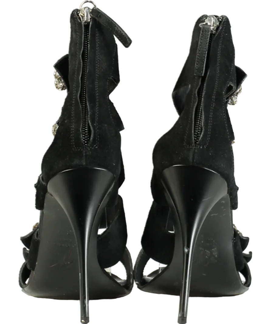 Giuseppe Zanotti Black Henry 110 Velour Sandals UK 7 EU 40 👠