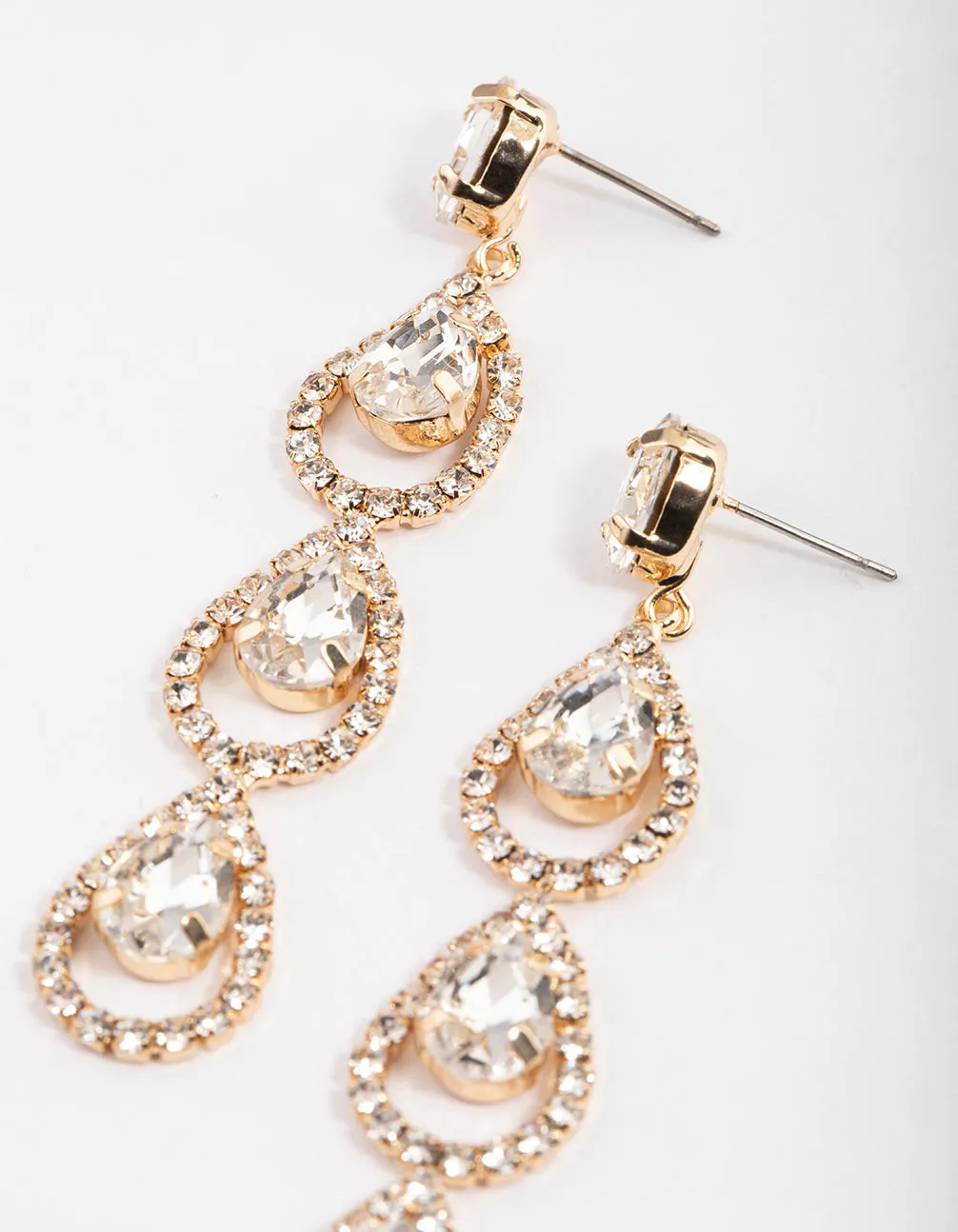 Gold Halo Teardrop Earrings
