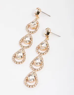 Gold Halo Teardrop Earrings