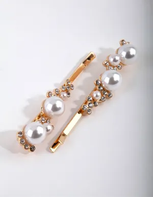 Gold Pearl Diamante Wave Slide Pack