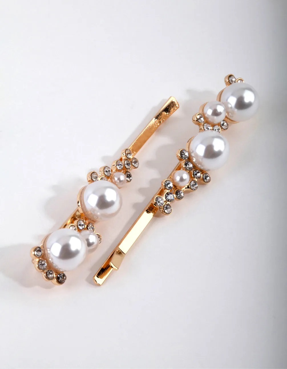 Gold Pearl Diamante Wave Slide Pack