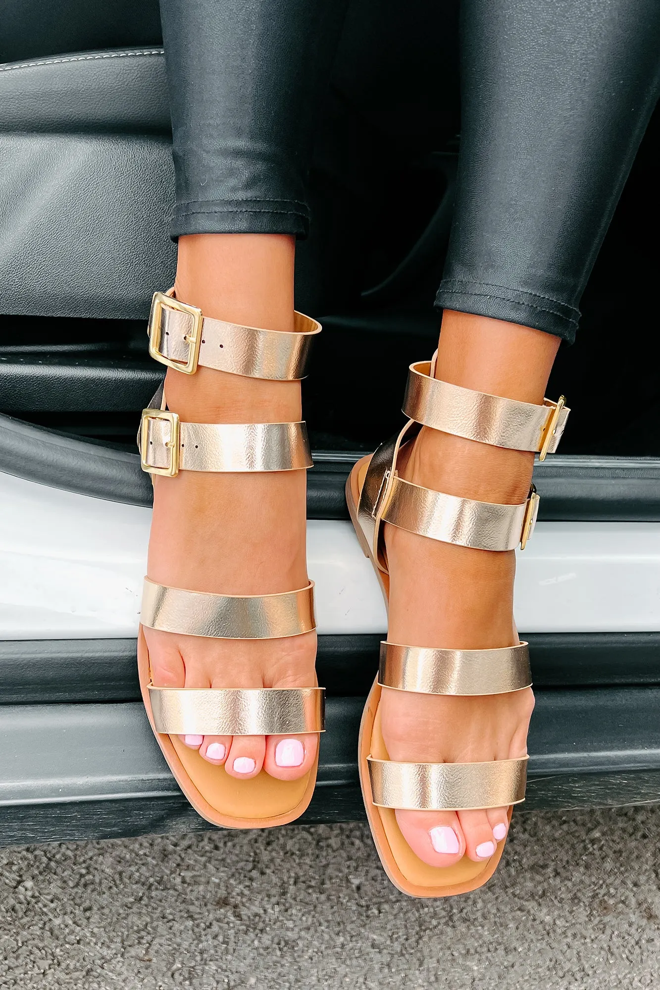 Into The Arena Strappy Gladiator Sandals (Champagne)