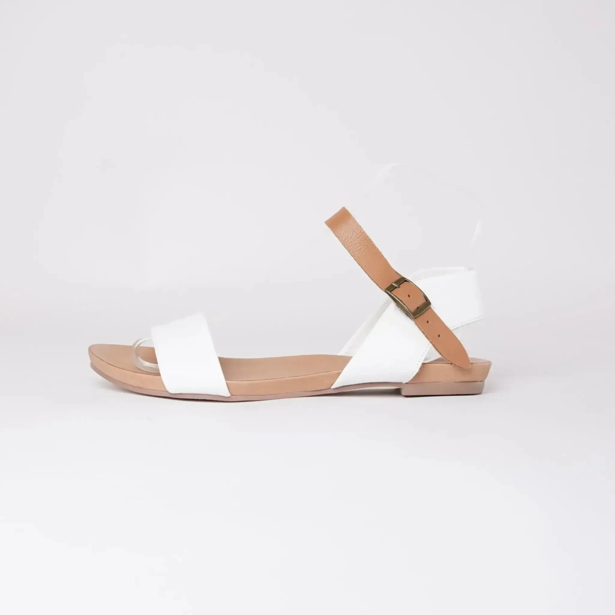 Jinnit White/ Tan Leather Sandals