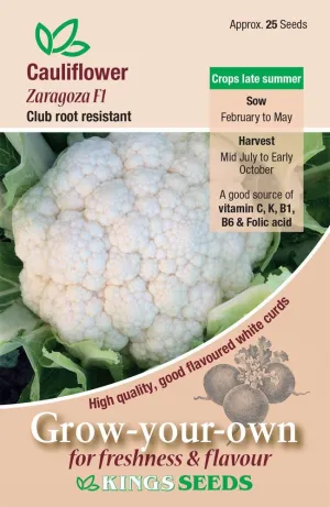 Kings Seeds  Cauliflower Zaragoza F1 Seeds