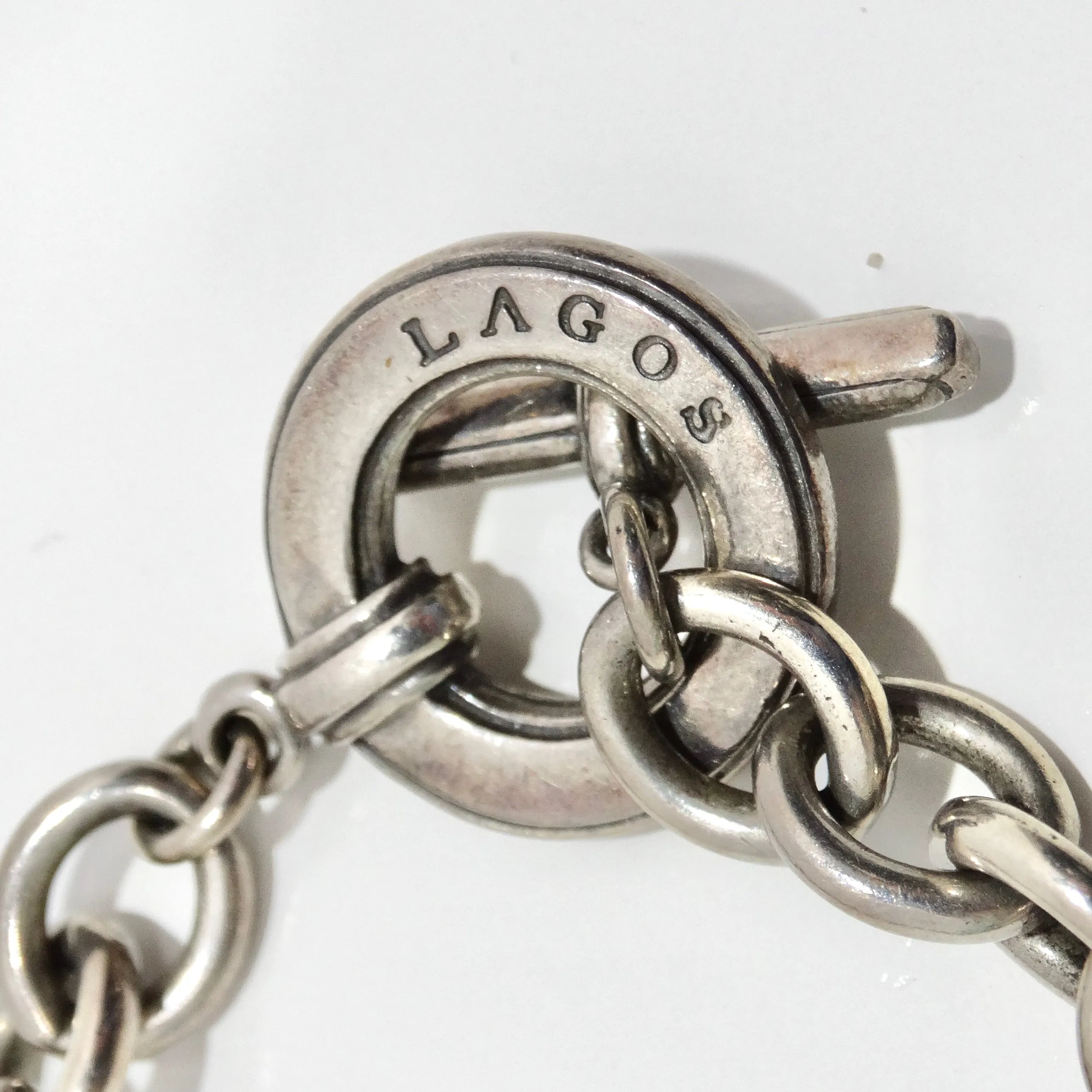 Lagos Pure Silver and 18K Gold Diamond Charm Bracelet