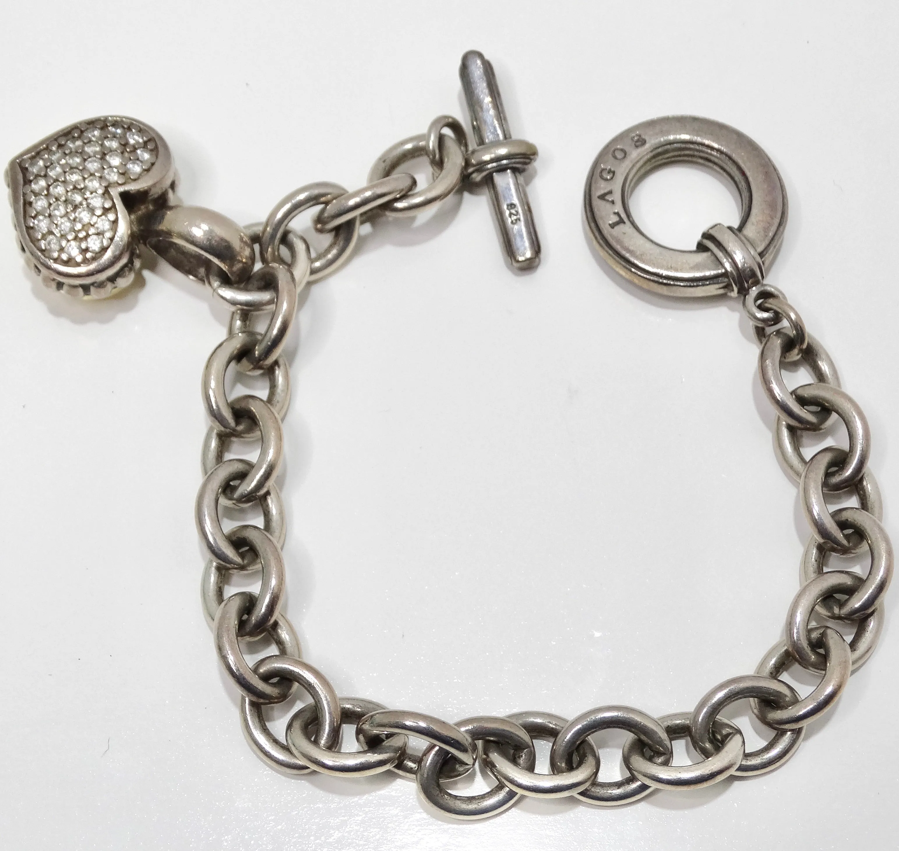 Lagos Pure Silver and 18K Gold Diamond Charm Bracelet