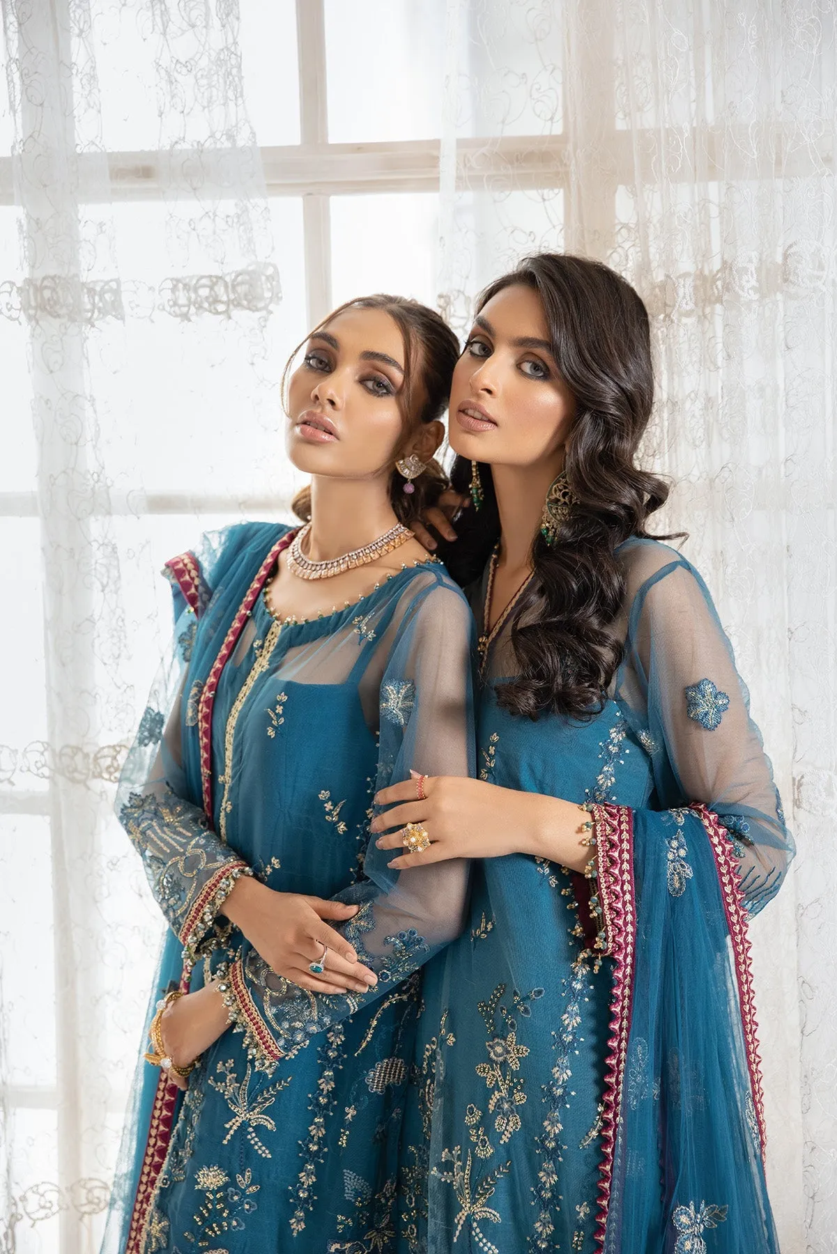 Latest Gown Dress Pakistani in Turquoise Shade #PF389