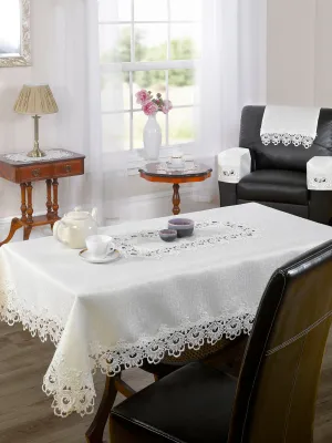 Lucinda Embroidered Table Runner in Cream