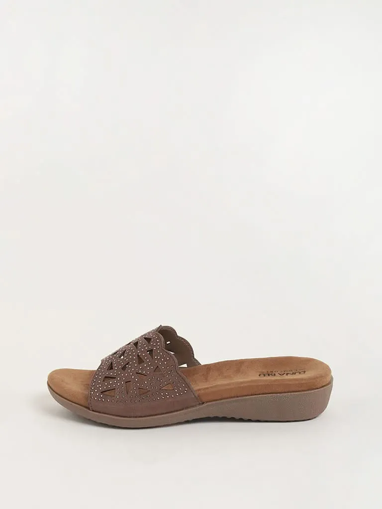 LUNA BLU Brown Studded Sandals