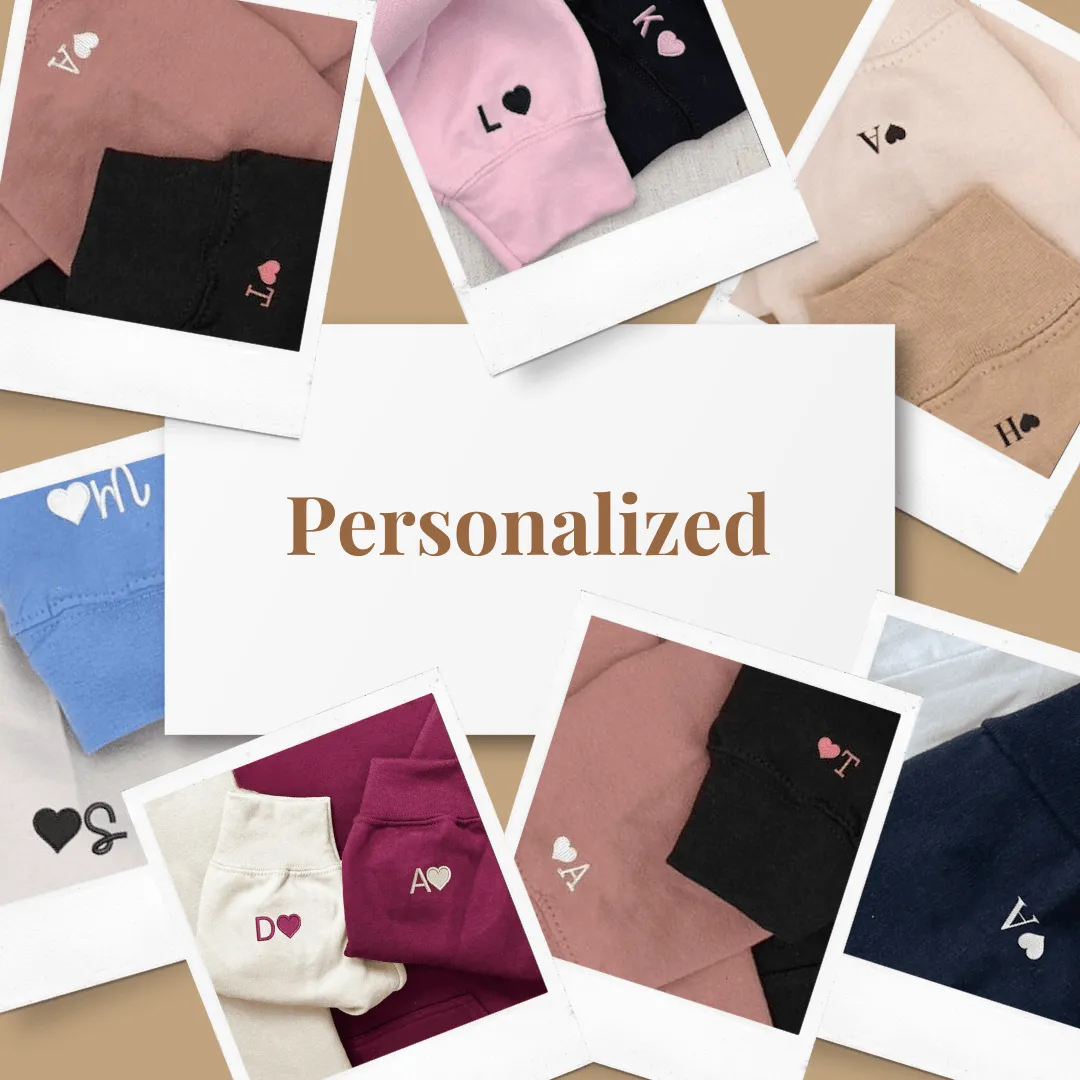 Matching Couple Hoodies - Custom Portrait Embroidered Matching Hoodies For Couples