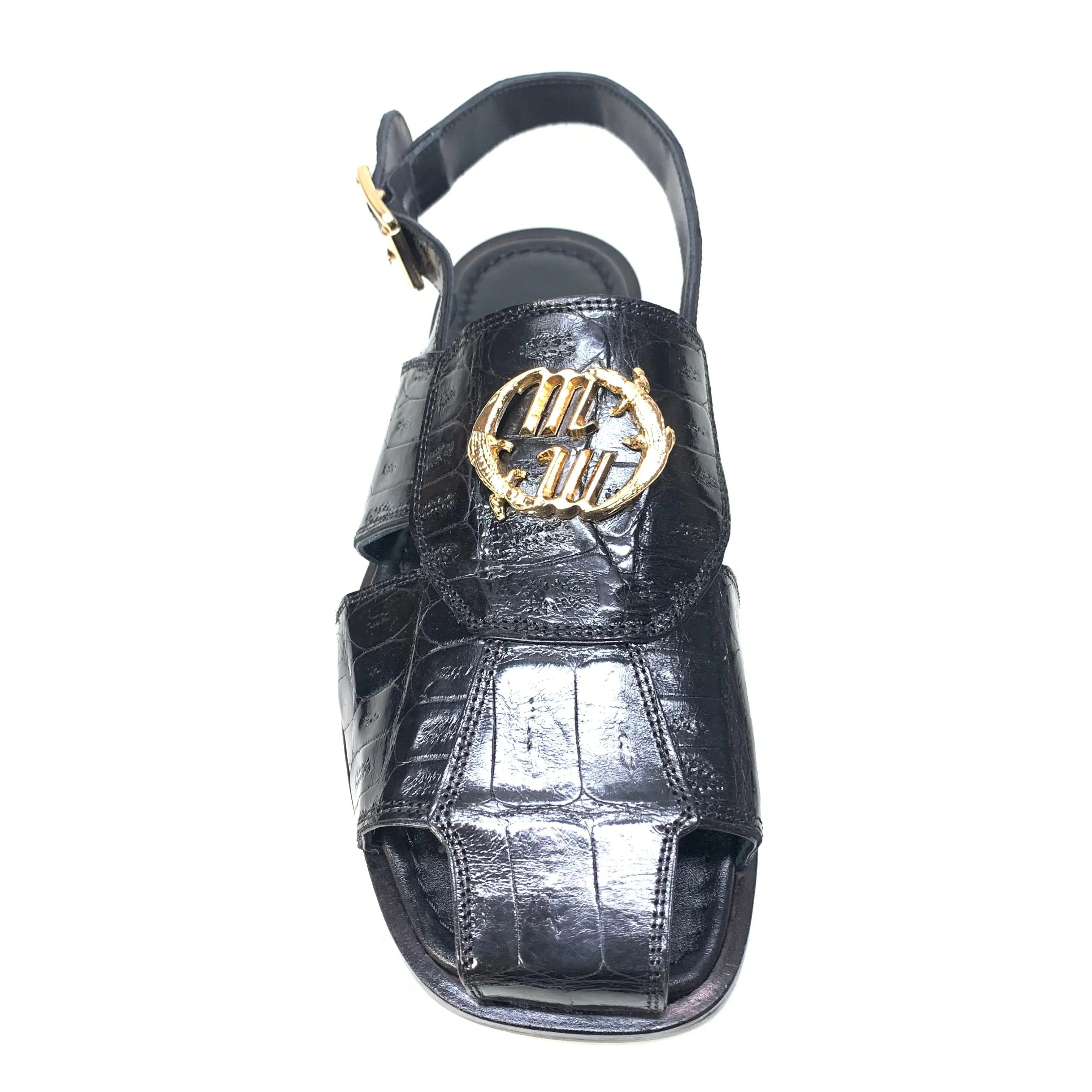 Mauri 5071 Black Gold Buckle Baby Crocodile Sandals