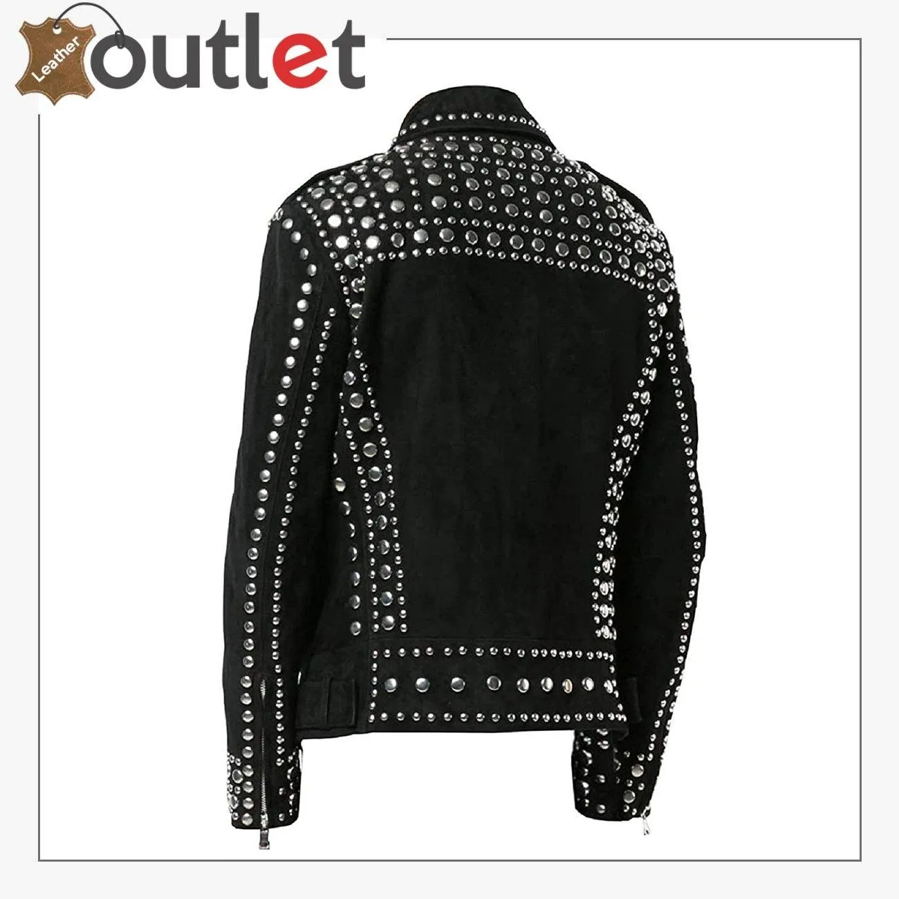Mens Studded Punk Black Suede Leather Jacket