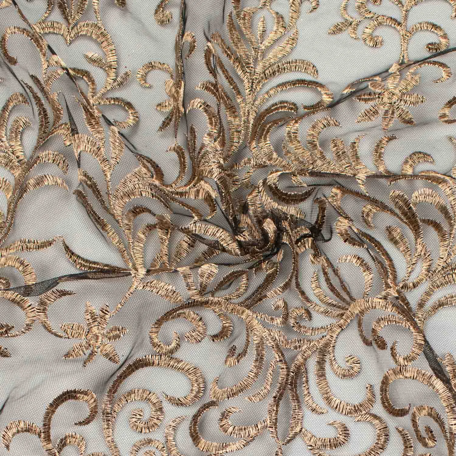 Metallic Embroidered Floral Vine Lace Design-1