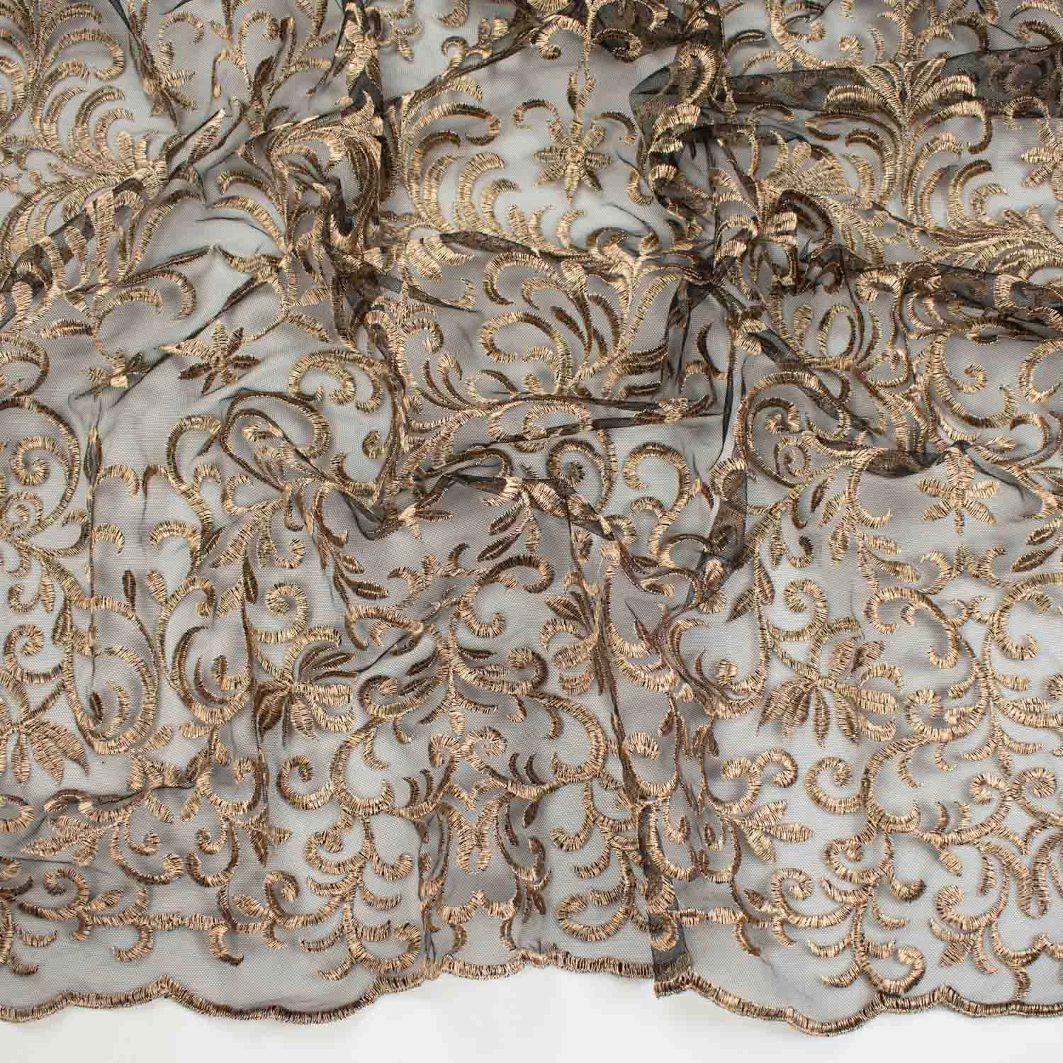 Metallic Embroidered Floral Vine Lace Design-1