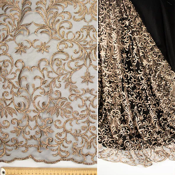 Metallic Embroidered Floral Vine Lace Design-1