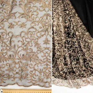 Metallic Embroidered Floral Vine Lace Design-1