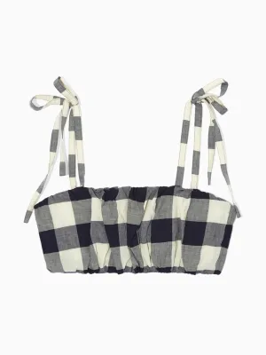 Navy and white gingham bra top