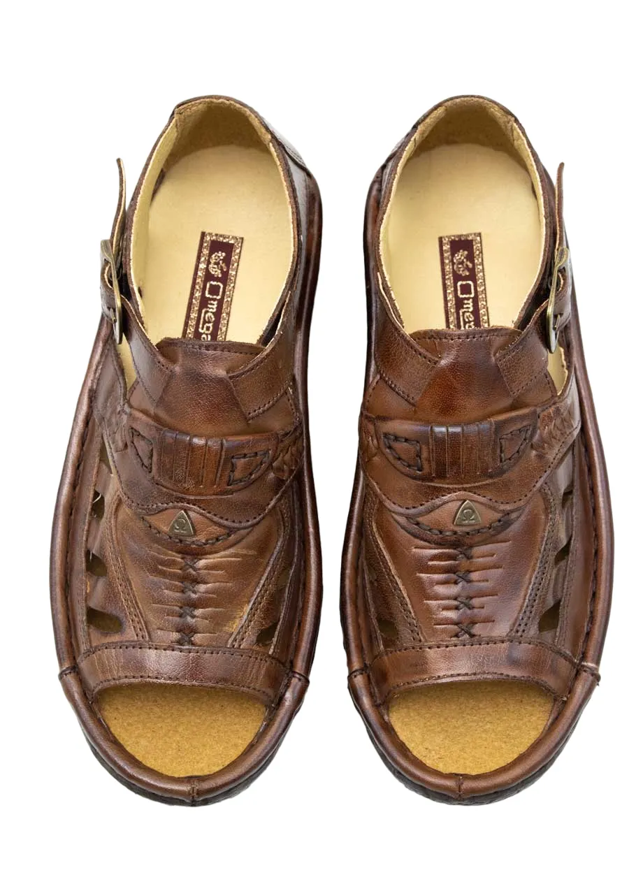 Omega Leather Earth Brown Sandal