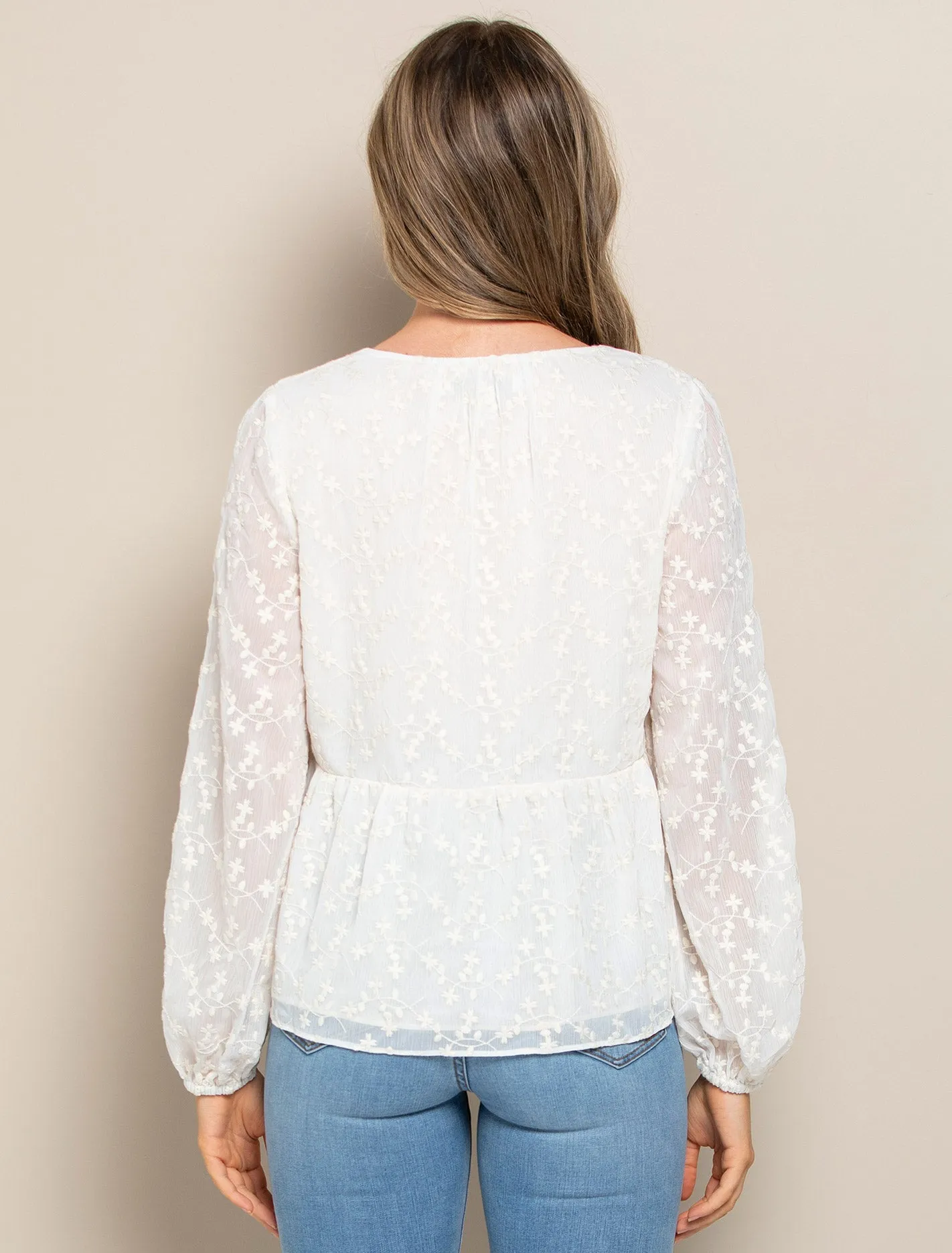 Pia Embroidered Wrap Blouse