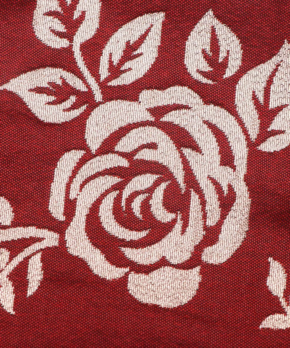 Red Colour Floral Pattern Brocade Lycra Fabric
