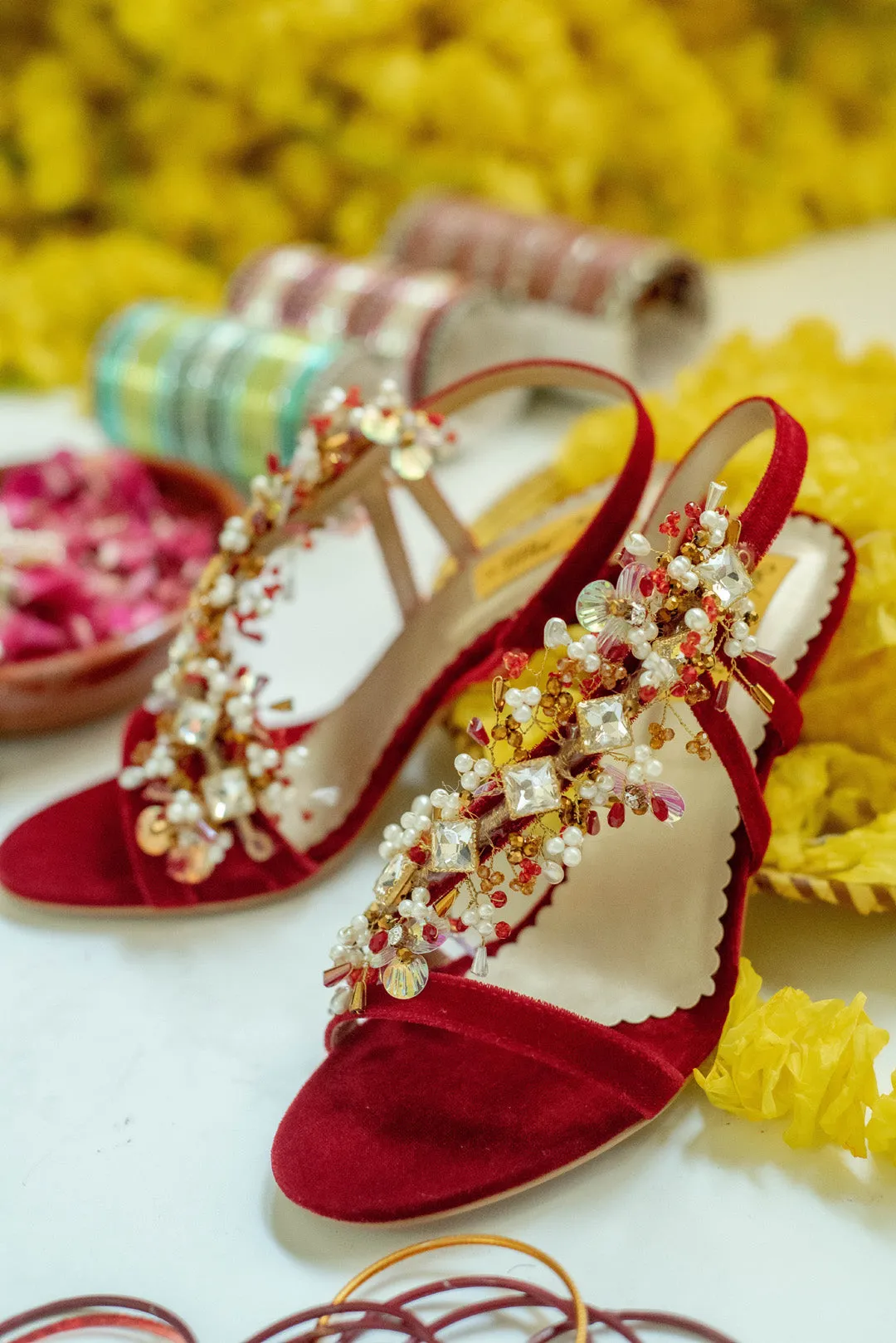 Red Fancy Heel Sandal