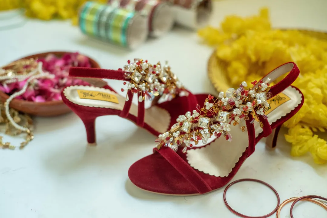 Red Fancy Heel Sandal