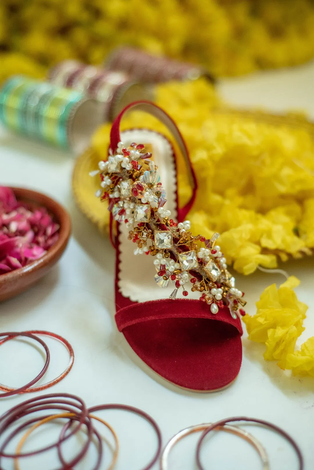 Red Fancy Heel Sandal