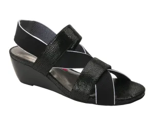 Ros Hommerson Wynona Women's Stretch Fabric Straps Sandal In Black Combo